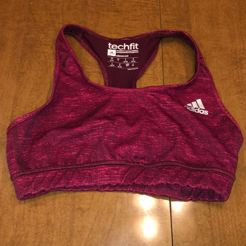 Burgundy/pink adidas sports bra